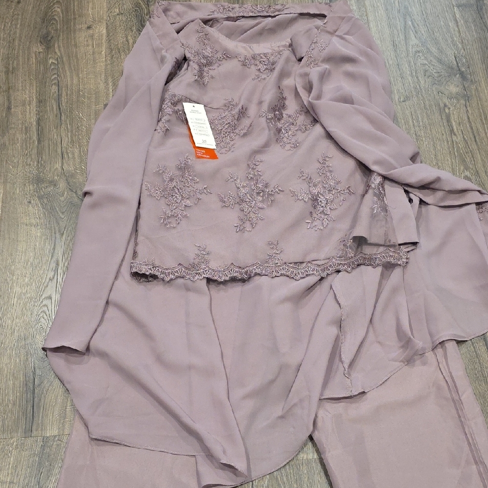 Elegant Lavender Embroidered Dress Set